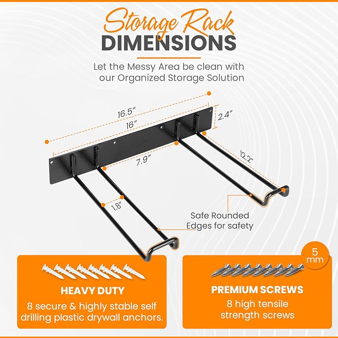 Heavy Duty Folding Chair & Tool Rack – Wall Mount Organizer - Image 4