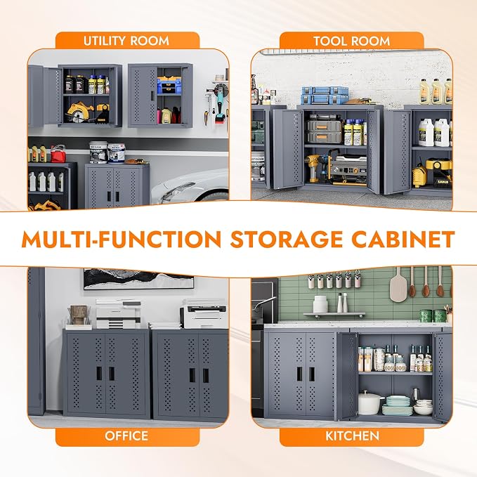 Metal Wall Storage Cabinet Steel Wall Mounted Garage Storage Cabinet - Image 6