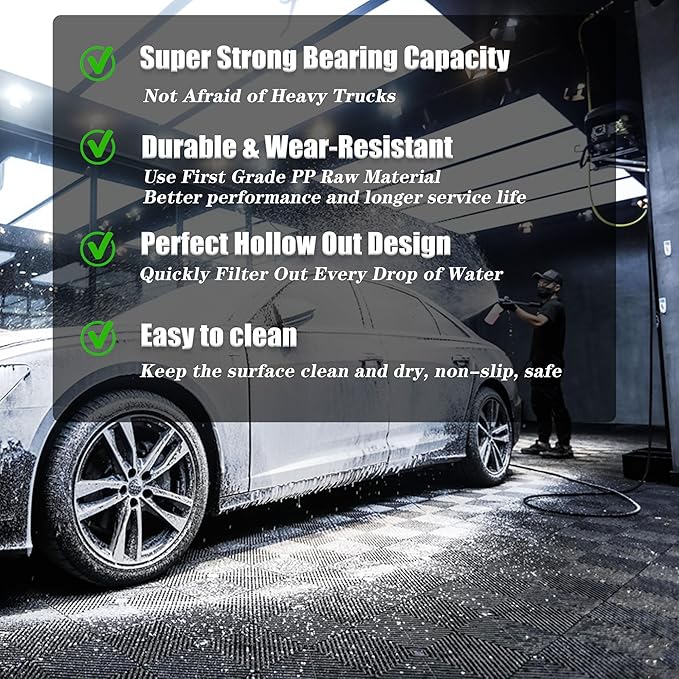 24 Pack 16"x 16"Interlocking Garage Floor Tiles, Modular Drainage Floor Mat - Image 5