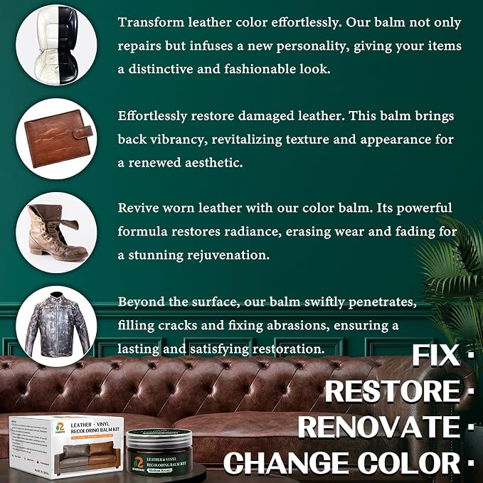 Medium Brown Leather Repair Kit, Leather Recoloring Balm – Restore & Repair - Image 5