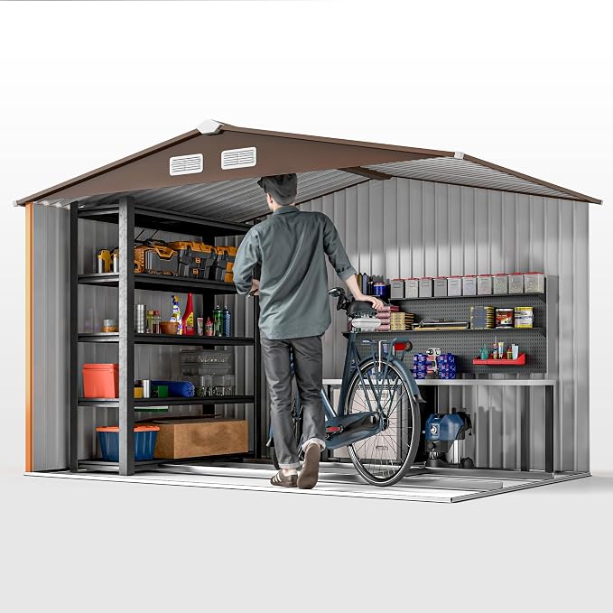 Outsunny 9' x 6' Outdoor Storage Shed, Garden Tool Metal Shed - Image 9