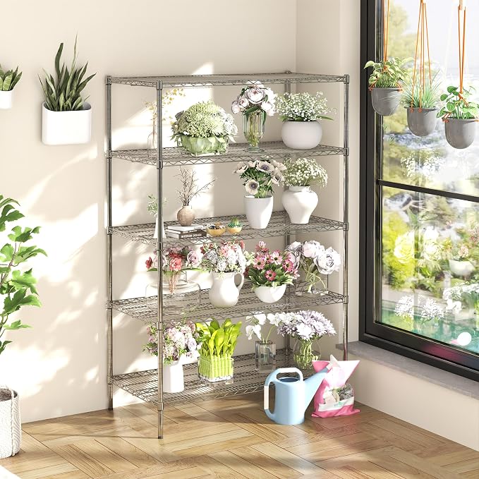 5-Tier Metal Storage Shelving Unit, Adjustable Storage Rack Display Shelves - Image 7
