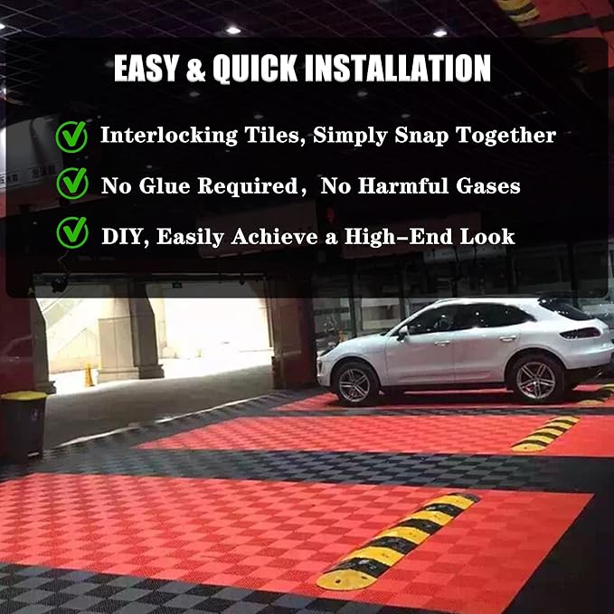 12 Pack 16"x 16"Interlocking Garage Floor Tiles, Modular Drainage Floor Mat - Image 4
