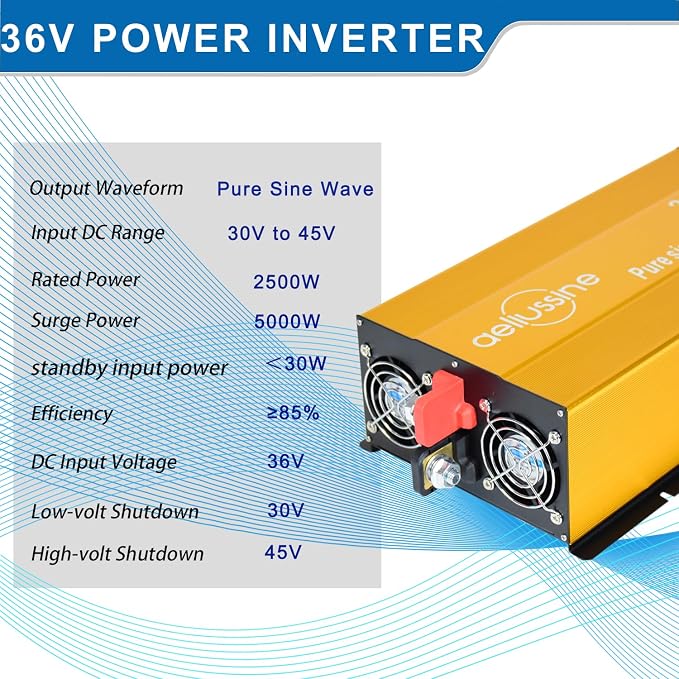 2500W Pure Sine Wave Inverter-36V DC to 110V 120V AC Power Converter - Image 4