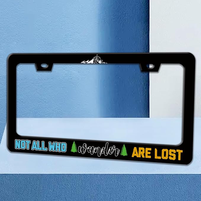Not All Who Wander are Lost License Plate Frame Mountains Compass License Plate - Image 2