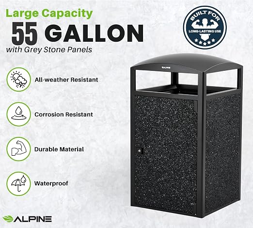 Alpine Outdoor Commercial Trash Can - Image 5