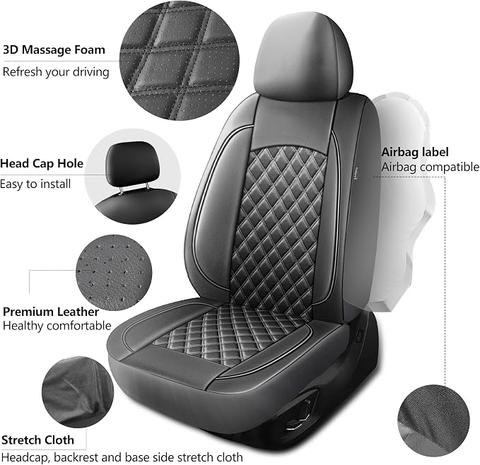 Leather Car Seat Covers, Breathable and Waterproof Napa Leather Automotive Seat - Image 5