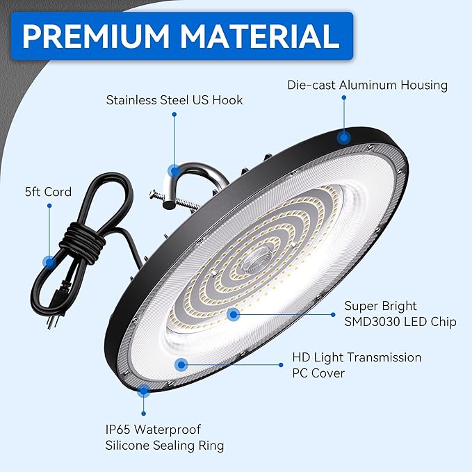 4 Pack UFO LED High Bay Light 150W, 5000K Daylight High Bay LED Shop Lights - Image 6