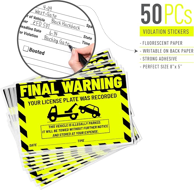 easykart labels 50 Parking Violation Notice Parking Violation Stickers Tow - Image 2