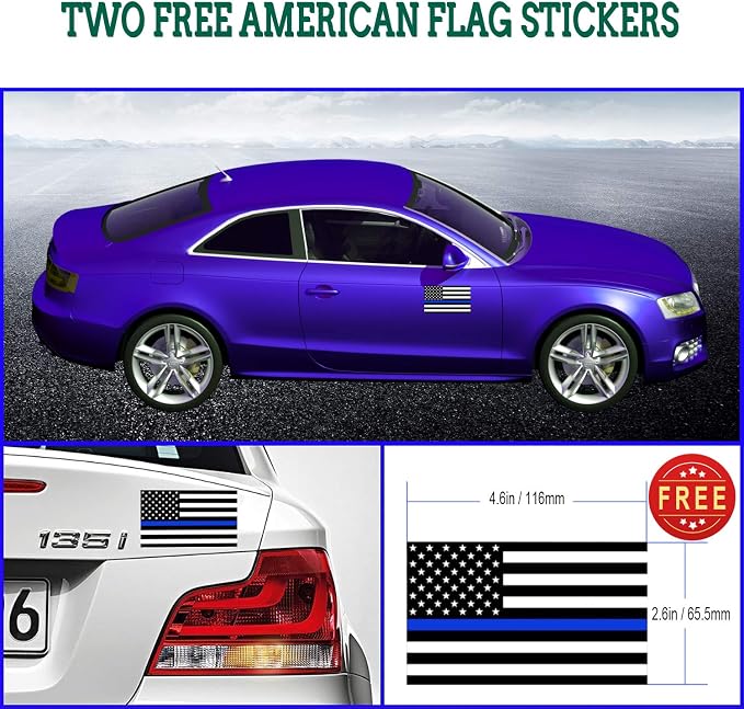 Police Thin Blue Line License Plate Frame- Patriotic Carbon Fiber Car Tag Holder - Image 5