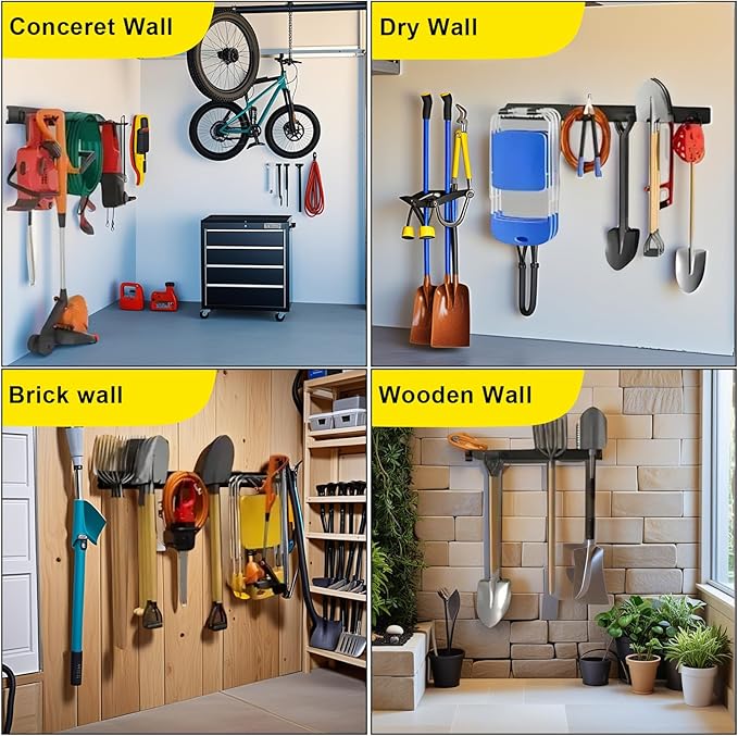 64'' Garage Tool Organizer Wall Mount, Garage Hooks Heavy Duty, Shovel Holder - Image 7