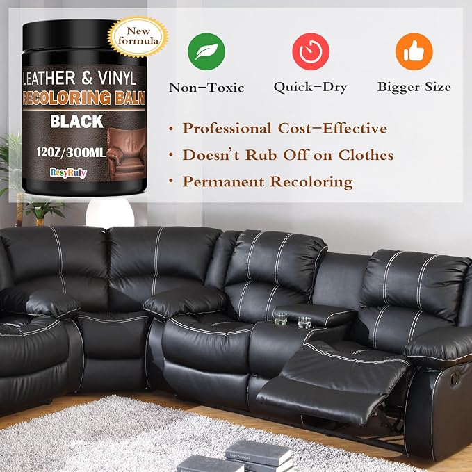Leather Recoloring Balm Black Leather Dye Vinyl Paint Car Interior Seat - Image 3