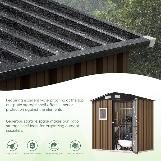6X4FT Outdoor Steel Storage Shed - Image 8