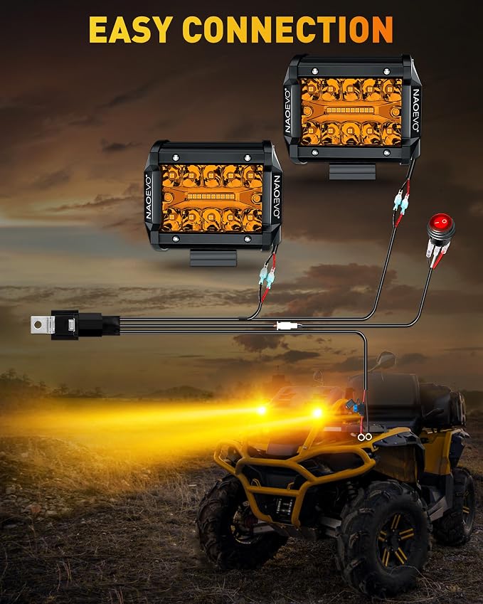 NAOEVO 4 Inch LED Pod Lights, Spot Flood Amber LED Fog/Driving/Off Road Lights - Image 7