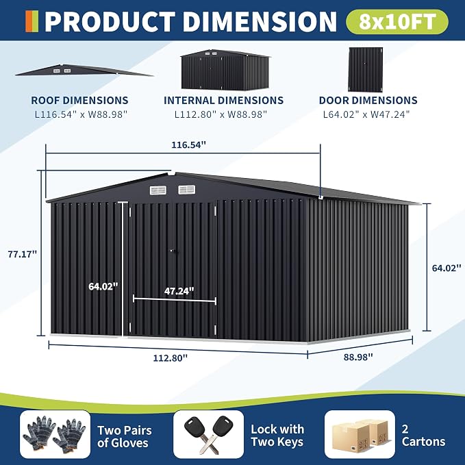 8x10x6.4 FT Outdoor Storage Sheds - Image 2