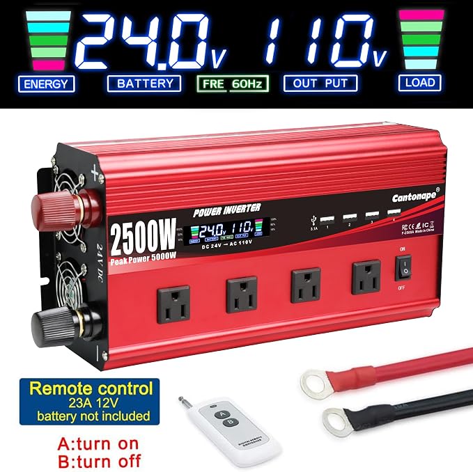 2500W Power Inverter 24V to 110V/120V DC to AC - Image 5