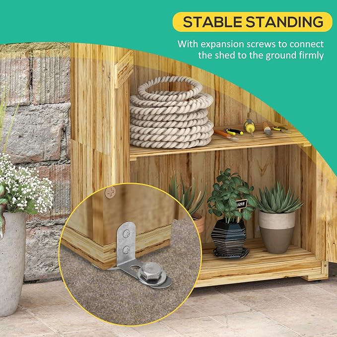 Outsunny Wooden Garden Shed, Outdoor Storage Cabinet - Image 5