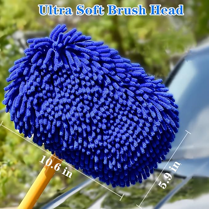 Upgrade Car Wash Brush with Long Handle, Chenille Microfiber Car Cleaning Brush - Image 5