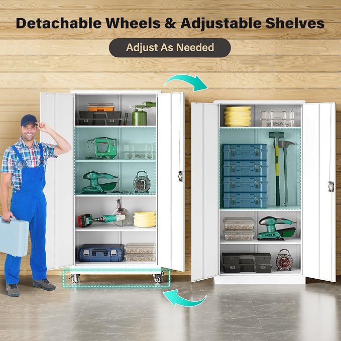 75" Tall Metal Storage Cabinet - Image 5