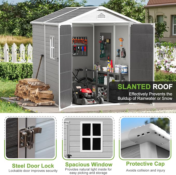 Plastic Sheds 6x8 Shed Resin Outdoor Storage - Image 4