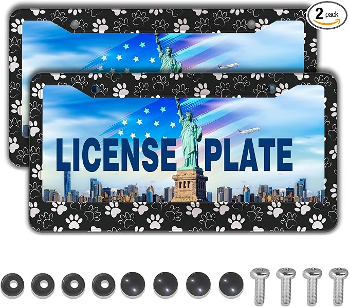 License Plate Holder Black and White License Plate Frames Black White Dog Cat by Unknown