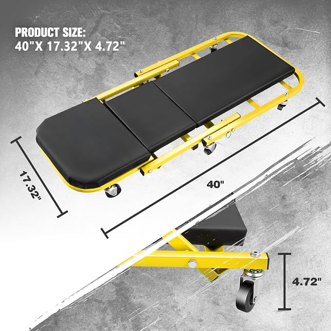 DNA MOTORING 40 Inches Folding 2 in 1 Rolling Z Creeper, Adjustable Roller - Image 5