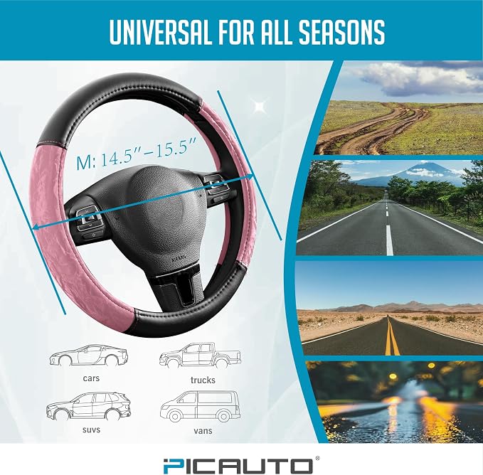 PIC AUTO Steering Wheel Cover, Silk Grain Leather Car Steering Wheel Protector - Image 6