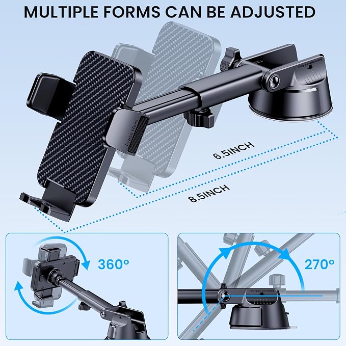 Phone Holder Car Cell Phone Car Holder 3 in 1 Dashboard Windshield Air Vent - Image 3