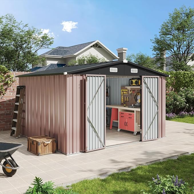 Aoxun 10x10 FT Outdoor Storage Shed Garden Metal Shed by Aoxun