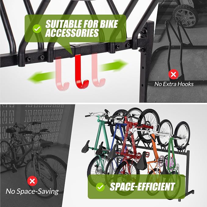 5 Bikes Floor Stand, Adjustable Bicycle Parking Rack - Image 7