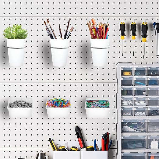6 Sets Pegboard Bins Cups with Hooks Loops, Pegboard Hooks Assortment, Hooks - Image 4
