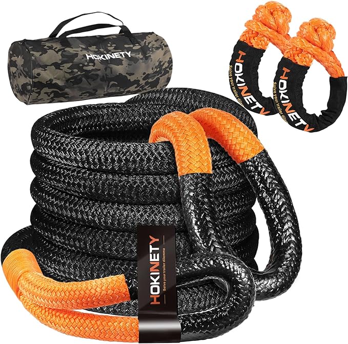 Kinetic Recovery Tow Rope: 1.26" x 30ft 55000LBS Snatch Strap by HOKINETY