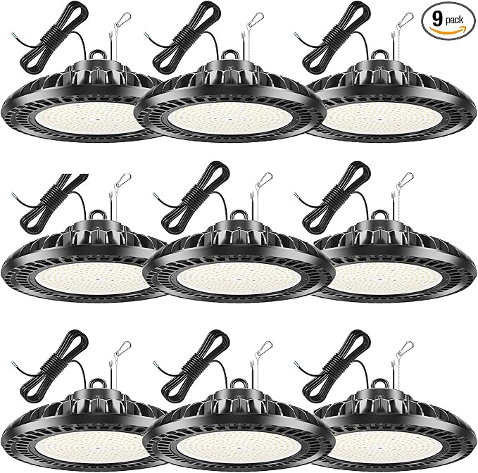 9 Pack 500W LED High Bay Light 72, 500LM DLC ETL Listed Industrial Grade UFO by YELLORE-Professionalledlightsmanufacturerspecializingincommercialandindustriallighting