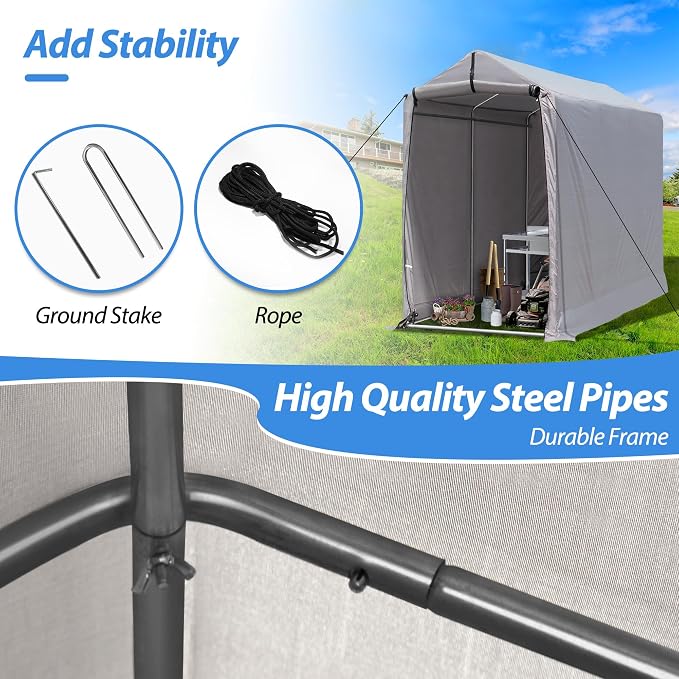 Outdoor Storage Shed 6 x 3Ft Heavy Duty Portable Storage Shelter - Image 5