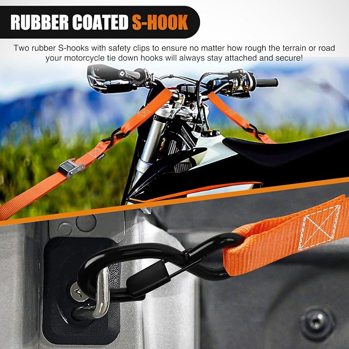 Nilight Motorcycle Tie Down Straps 1.5”×8’ Heavy Duty Cambuckle - Image 4