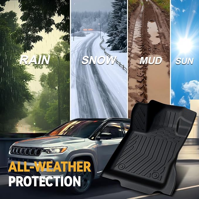 Floor Mats Set for 2017-2025 Jeep Compass Accessories, Full Coverage All - Image 8
