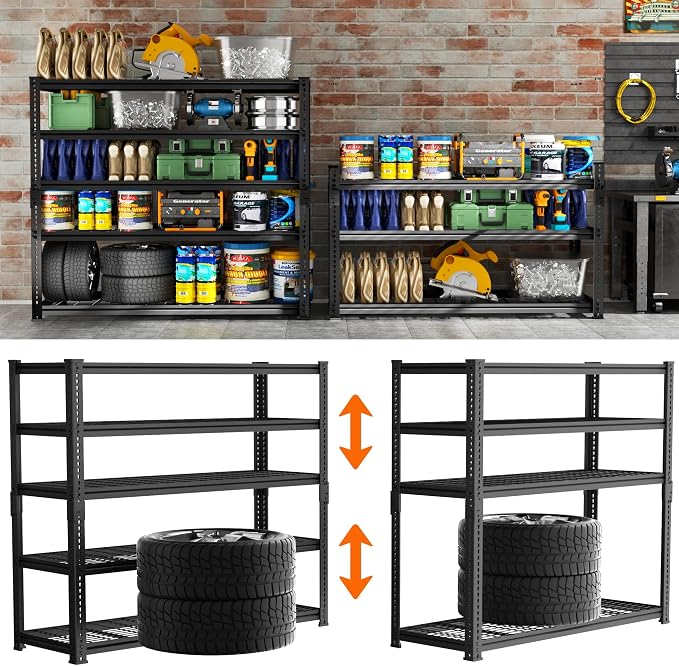 Storage Shelves Heavy Duty, 5-tier Adjustable Metal Industrial Utility Shelf - Image 7