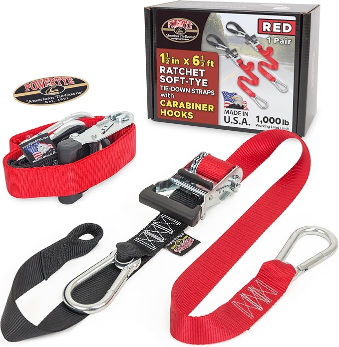 PowerTye 1.5in x 6.5ft Heavy Duty Ratchet Tie-Down Straps by PowerTyeMFG