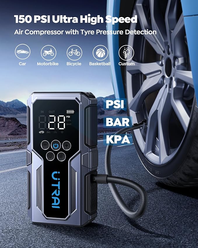Car Jump Starter with Air Compressor, UTRAI 4000A 150PSI Car Jump Starter 12V - Image 3