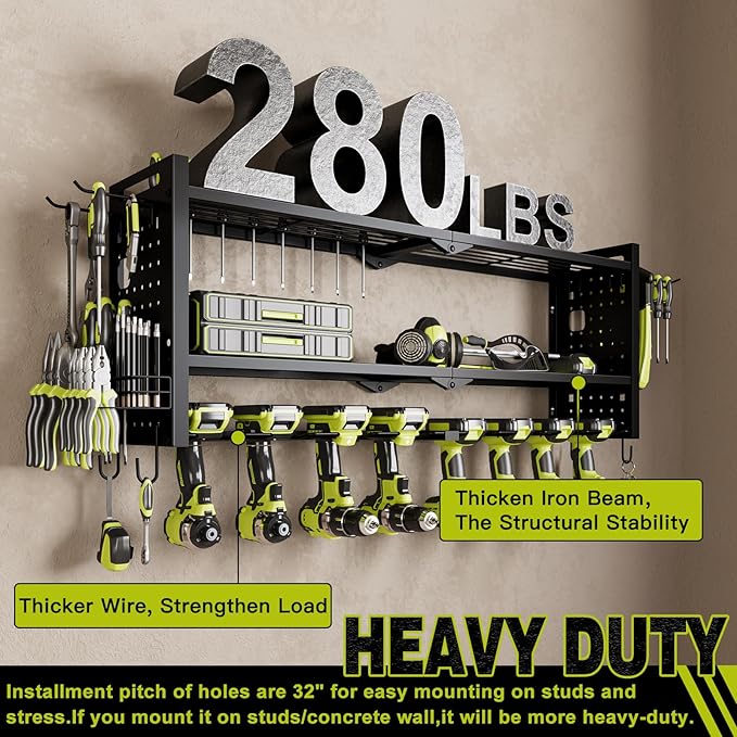 Power Tool Organizer Wall Mount, Cordless Drill Hanger Storage Rack 8 Drill - Image 4