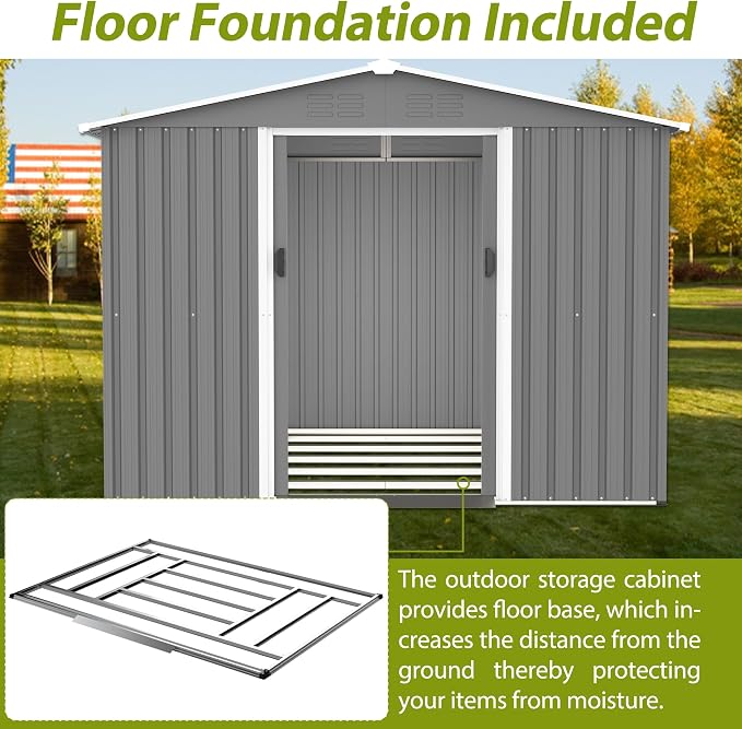 8x6 FT Outdoor Metal Storage Shed - Image 7