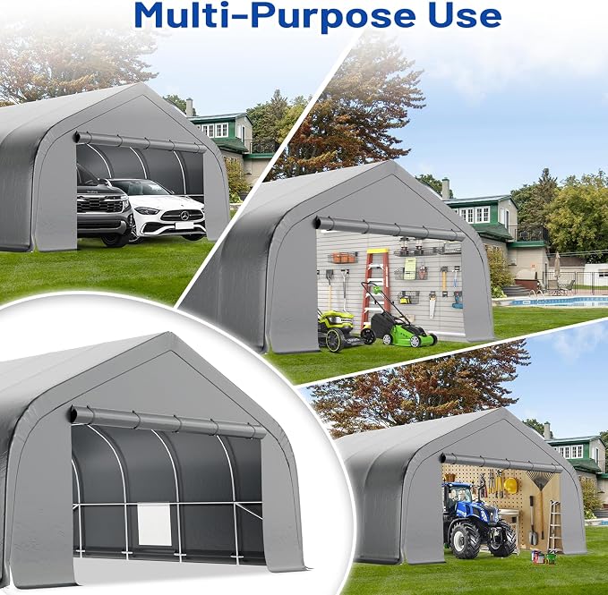 EROMMY 20x20 FT Heavy Duty Durable Carport, Galvanized Steel Frame Garage - Image 7