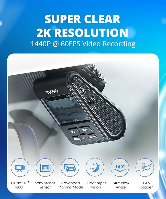 VIOFO Dash Cam A119 V3 2K 2560x1440P Quad HD+ 60FPS Front Car Dash Camera - Image 2