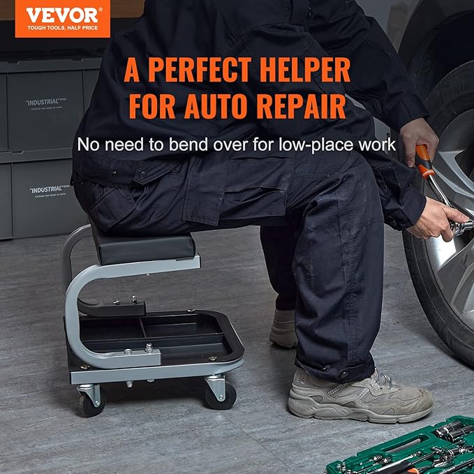 VEVOR Rolling Creeper Garage/Shop Seat, 250 LBS Capacity Padded Rolling - Image 2