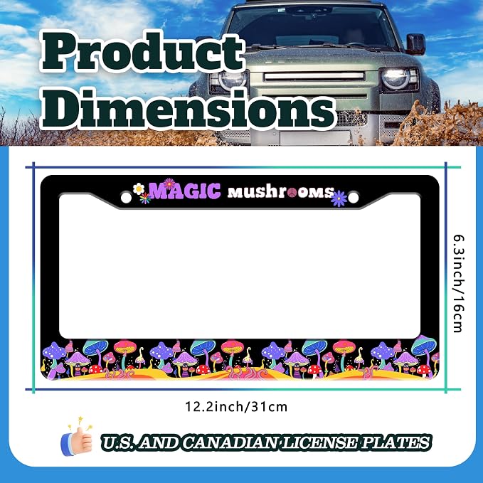 Magic Mushrooms License Plate Frame Colorful Dream Stainless Steel License - Image 3