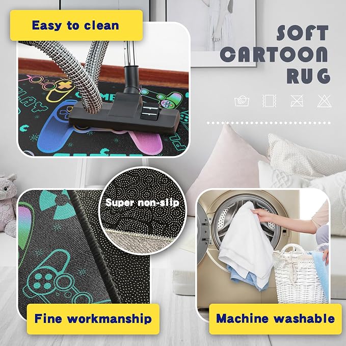 Play Gaming Rug for Bedroom Gamer Mat Gamepad for Boys Room 59"x39" for - Image 4