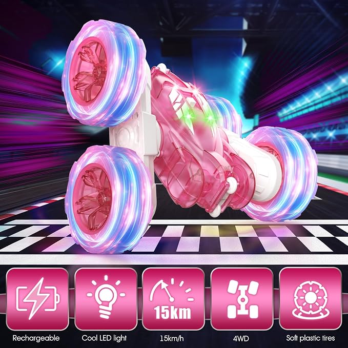 Pink Remote Control Car for Girls Rechargeable Fast Direct Charging RC Cars for - Image 4
