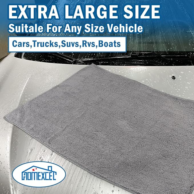 HOMEXCEL Professional Large Microfiber Car Drying Towels 2 Pack, Lint Free - Image 5
