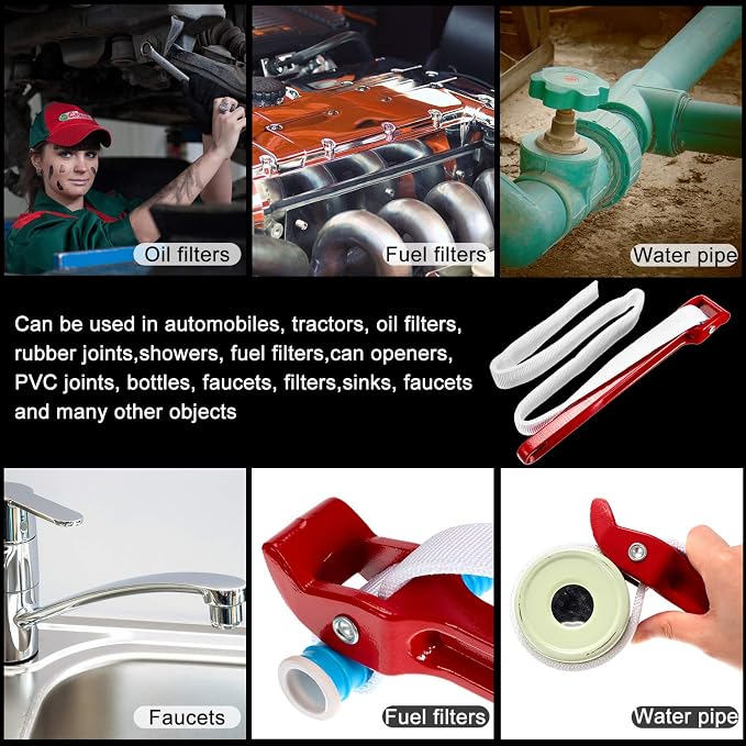 Mudder 12 Inch Strap Wrench Adjustable Pipe Nylon Plumbing Strap Wrench Oil - Image 4