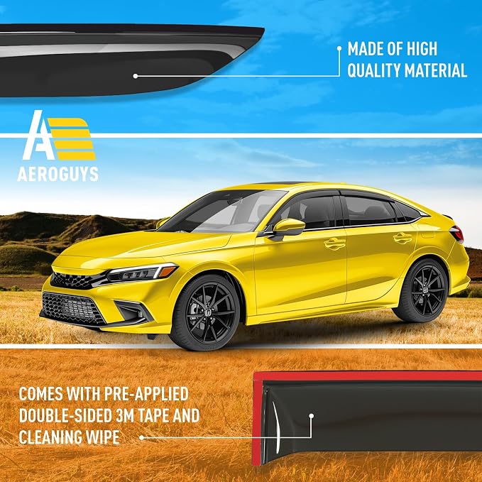 Extra Durable Window Deflectors Tape-On Window Visors Rain Guards Fit - Image 6